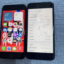 2 iPhone 7 32gb For T-Mobile And Att.  Both Cracked Screens 