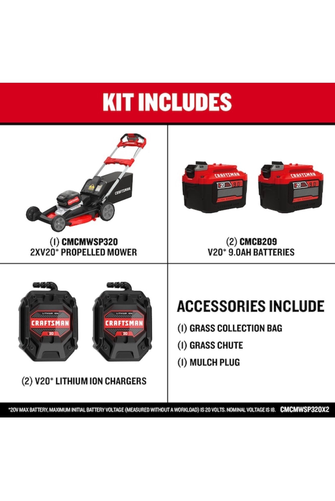 Craftsman Max 21-in Self Propelled Battery Walk/Lawn Mower (Retail $649)
