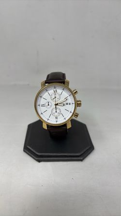 Fossil Chronograph Watch Gold-Tone Brown Leather