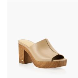 MICHAEL MICHAEL KORS Aldrich Wood & Leather Platform Mules 