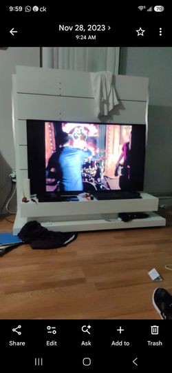 White Wood TV Stand with leds