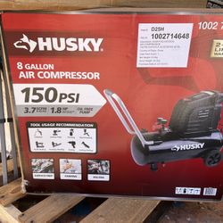 Husky 8 Gal. 150 PSI Portable Electric Oil-Free Horizontal Hotdog Air Compressor with Rubber Wheels and 1-Quick Coupler