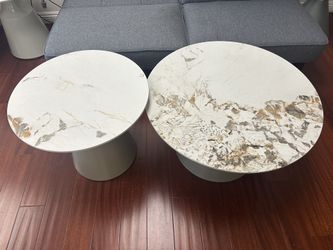 Round Marble Coffee Table for Living Room Creativity Center(Gloden bottom)