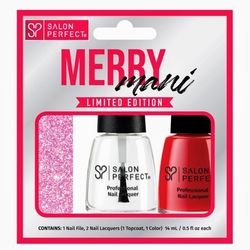 Salon Perfect Merry Mani 2-Pack Mani Lacquer File & Top Coat & Salsa Dance $7