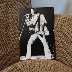 ELVIS METAL SIGN.  12" X 8".  NEW.  PICKUP ONLY.