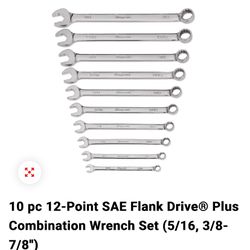 Snap On 12 Point Flank Drive Combination Wrench Set