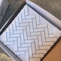 Hearing bone Backsplash Tile White