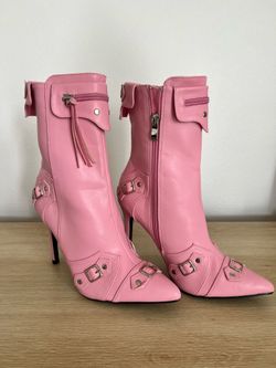 Bubblegum Pink Half Calf Heeled Combat Boot