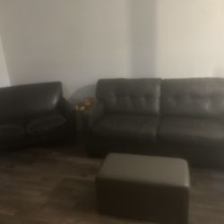 Black Faux Leather Sofa & Loveseat Set – Can Sell Separately or Together