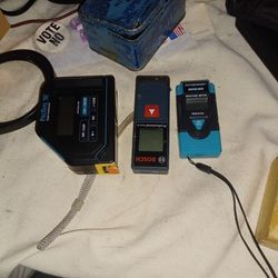 Tape Measure And Moistee Tester And Another Laser Tape