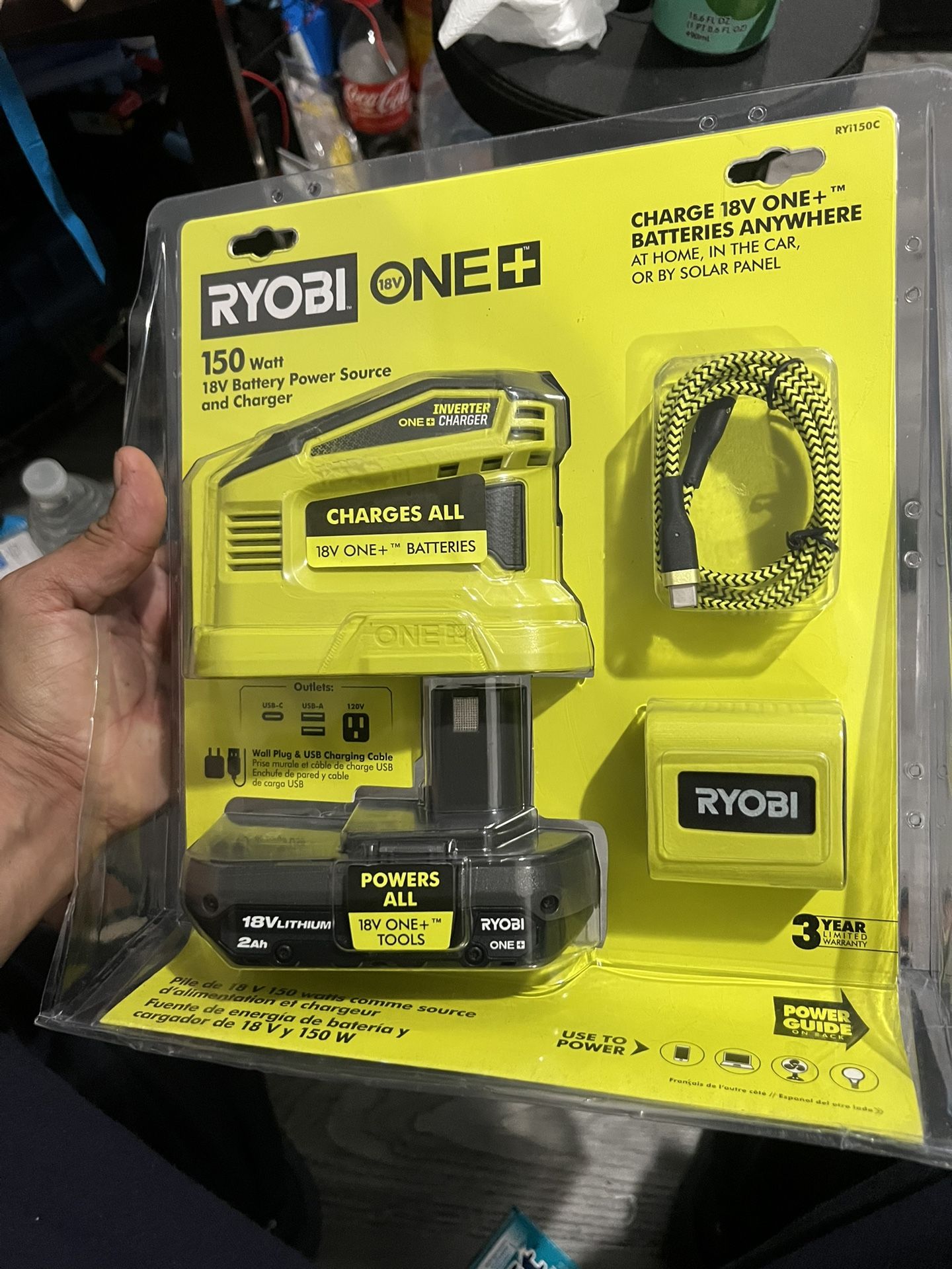Ryobi 150 W Power Source Inverter Charger & 18v Battery