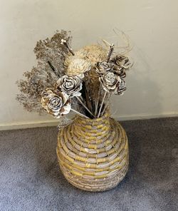 Dried Flowers in Woven Vase