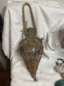 Wicker WRAPPED HANGING WINE WATER FLASK 