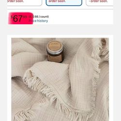 FOSSA Premium Blanket -4Layer 100% Cotten Gauze Super Soft&Breathable Throw -Lightweight Decorative Cooling Blanket