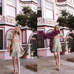 PRE-OWNED Spell & Gypsy Collective Sage City Lights Mini Paisley V-Neck Dress S