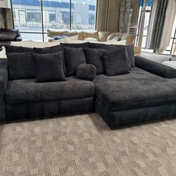 Big Soft Black Sectional Couch