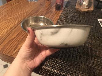 White marble pet bowls