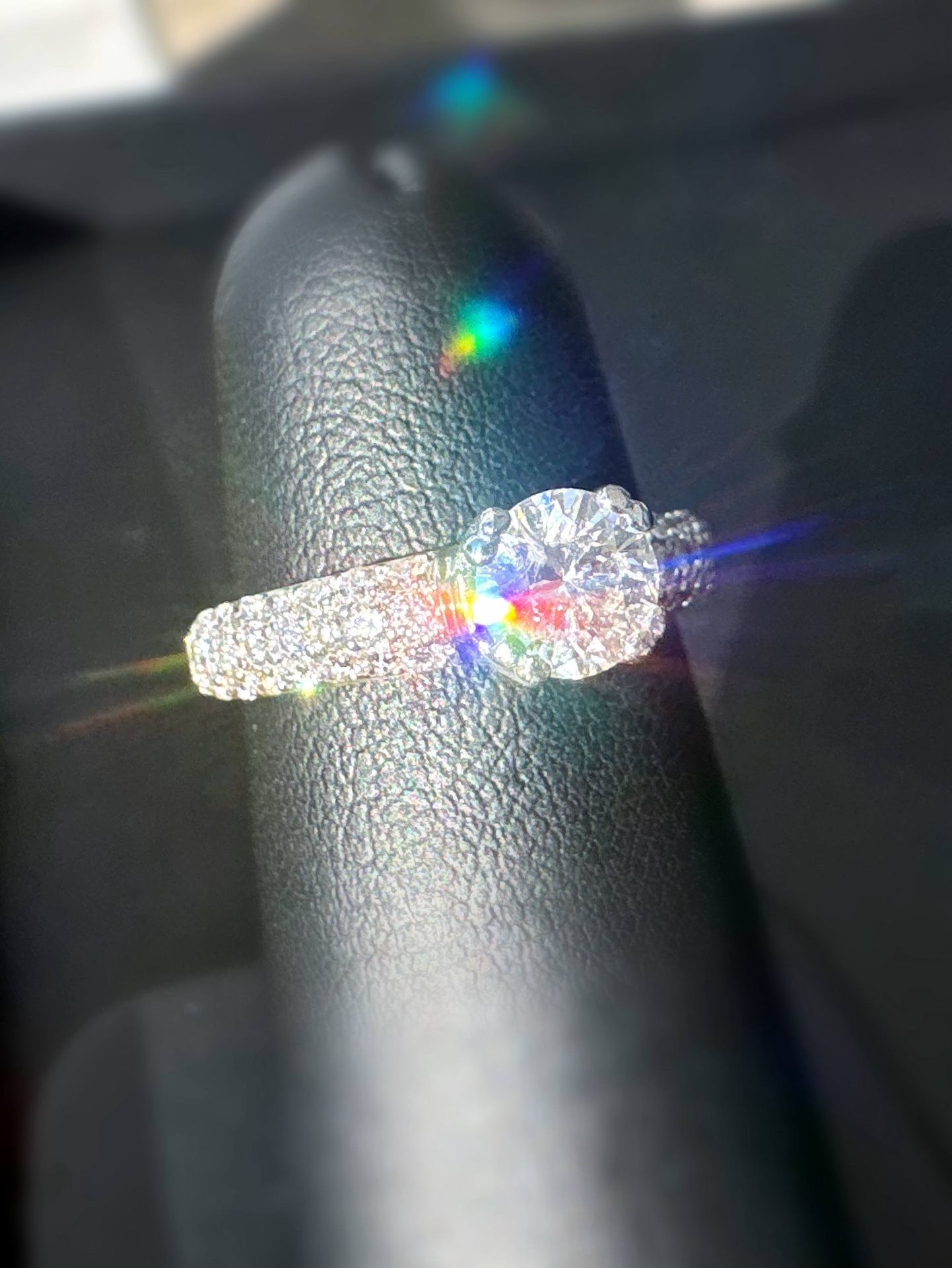 14k white gold 1.1CTW Natural Diamond Triple Row Pave Engagement Ring size 5.25