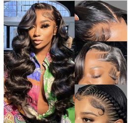 30inch 13x6 Body Wave Lace Front Wigs Human Hair 200 Density HD Transparent 