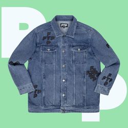 FTP Cross Logo Denim Trucker Jacket (Large)