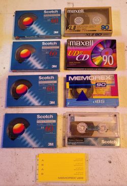 Lot of 8 Cassette Tapes, 5 - 60 min, 3 - 90 min