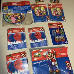 Super Mario Theme Birthday Party Supplies Decor ballon Cake Topper candles