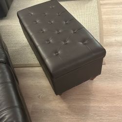 Brown Leather Ottoman 