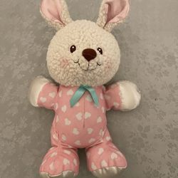 Vintage Fisher Price Rabbit Stuffed Animal Plush Pink Hearts Fleece Bunny 1997