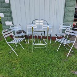 Set of 6 Aluminum Folding Chairs & Directors Stool 