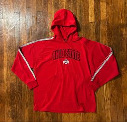 Ohio State Buckeyes Hoodie Mens XL Pro Edge Y2K Embroidered Red Gray Stripe OSU