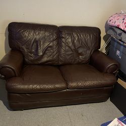 Moving Sale!! Brown Leather Love Seat Couch