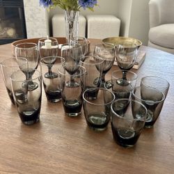 Libbey Premier Smoke Grey Goblets Double Old Fashioned Tumbler Glass