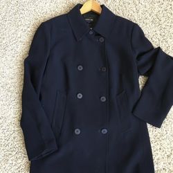 Jacket Double Breasted size 12 Navy Polyester lined