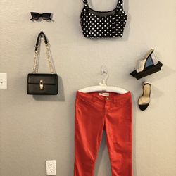 Polka Dot Crop Top W/ Mesh Detail | LEI Red Skinny Jeans
