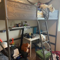 Twin Loft Bed With Mattress & Memory Foam Pad