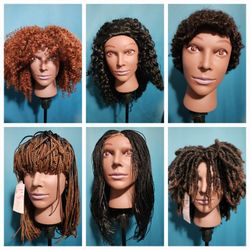 6 New Synthetic Wigs; Braided and Curly