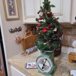 Miniature Christmas tree wood toy ornaments decorated red tiny