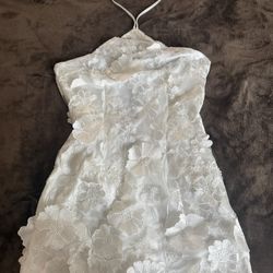 White Floral Dress Bridal Size L