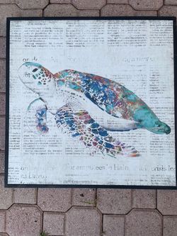 Framed Sea Turtle / Goldfish Newspaper Art