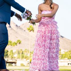 Liliane Garden Rose Ruffled A-Line Formal Dress