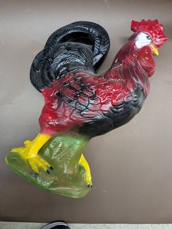 Large Vintage Hand-Painted Mexican Folk Art Rooster Statue (22.5")