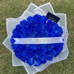50 Blue Roses Bouquet Arrangement 