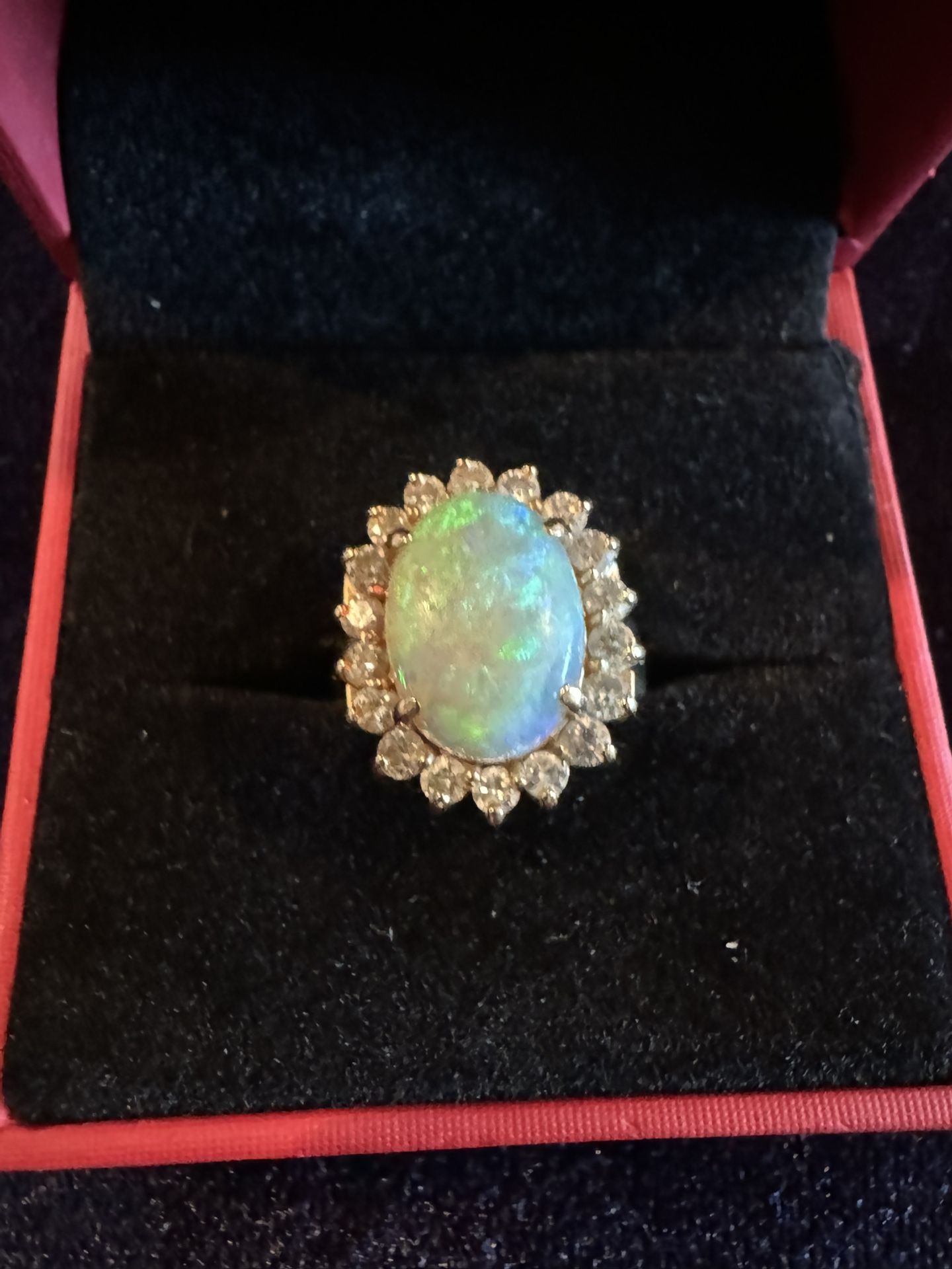 Fire Opal Diamond Ring