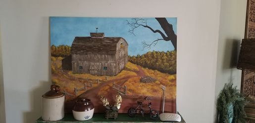 Hand painted rustic pic large canvas ❤️❤️