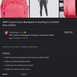 Coach Ruched Nylon Court Backpack