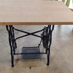 Singer Cast Iron Base Table w/ Cherry Hardwood Top
