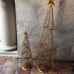 Gold Metal Wire Christmas Trees -2 