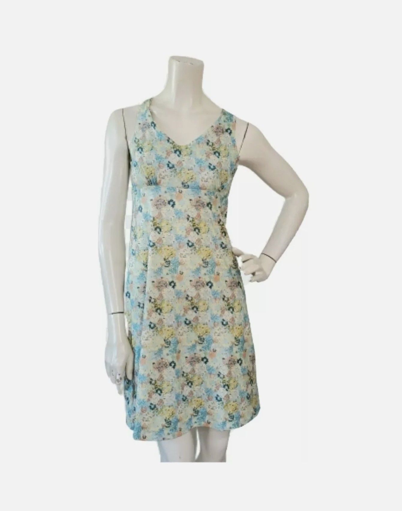PATAGONIA Magnolia Spring Dress Furnai Floral Atoll Blue Size M Casual
