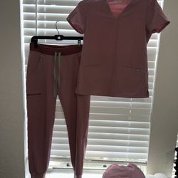 Figs Lot Of 3 , 1 Xs Catarina 3 Pocket Top, 2 Zamora Joggers Size Small In Mauve Pink 
