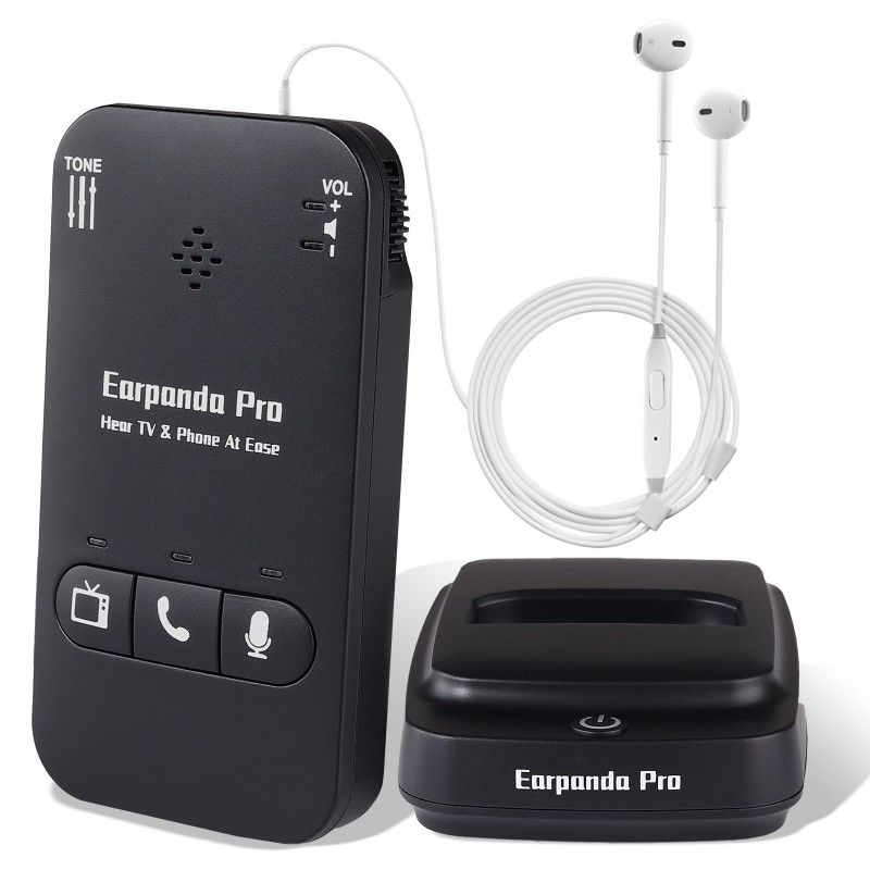 earpanda Pro TV Headphones Wireless for Seniors Hard of Hearing, Wireless TV Headphones for Seniors TV Watching/Phone Calls/Chat - Loud TV Volume, L/R